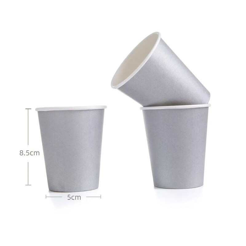 6 copos de papel prata 250ml