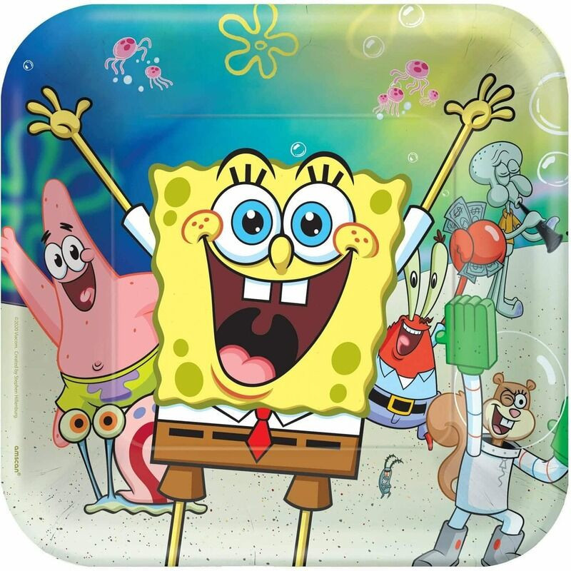8 pratos de papel 23cm Sponge Bob Nest Generation