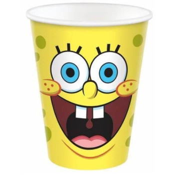 8 copos de papel 200ml Sponge Bob