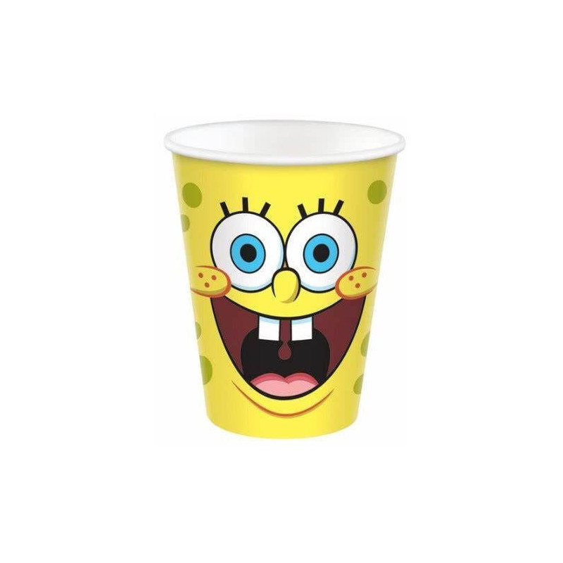 8 copos de papel 200ml Sponge Bob