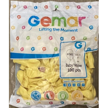 100 balões de latex gemar  5" - 13cm  baby Yellow