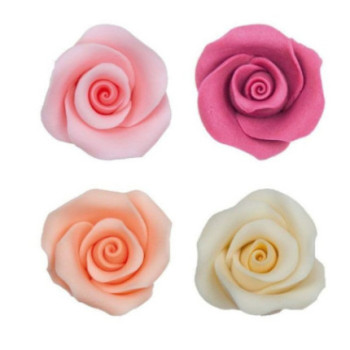 Rosa comestível açucar cores rosa, nú, salmão e fuchsia 5cm