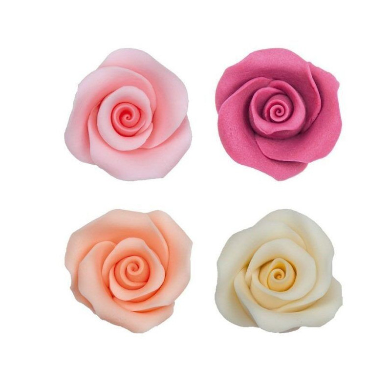Rosa comestível açucar cores rosa, nú, salmão e fuchsia 5cm