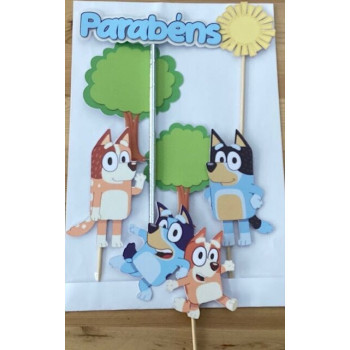 Topo de bolo Bingo e Bluey