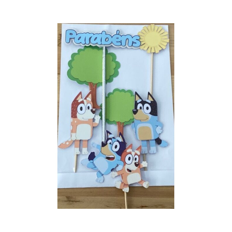 Topo de bolo Bingo e Bluey