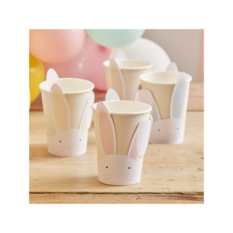 8 copos papel coelho
