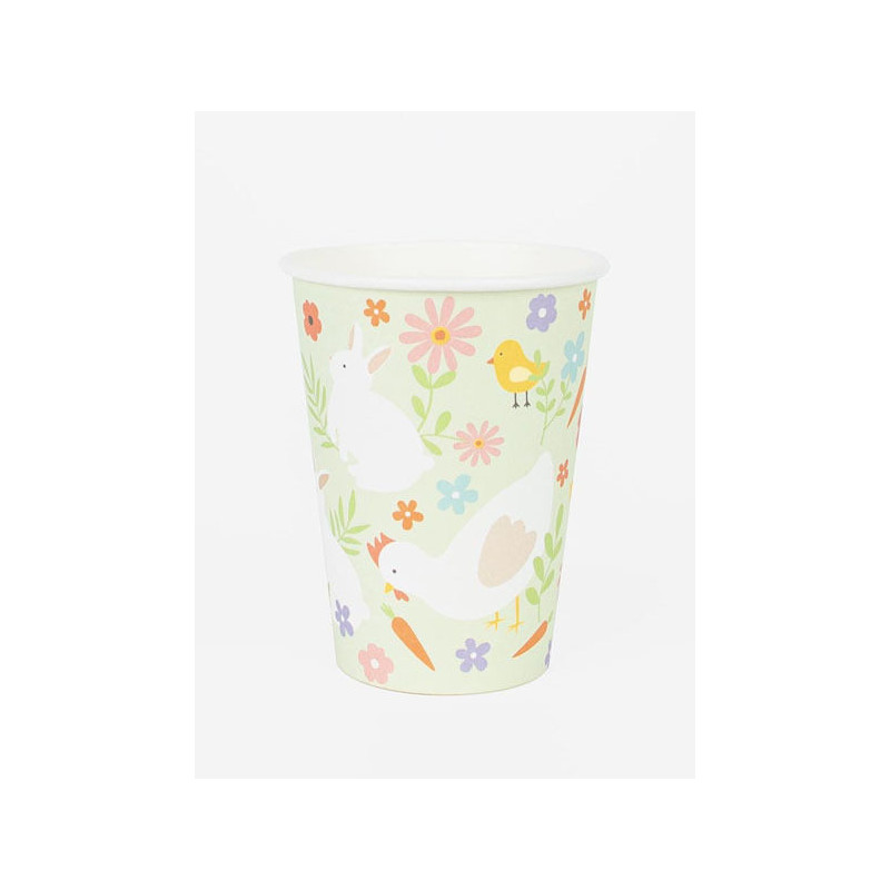 8 copos de papel 250ml rabit