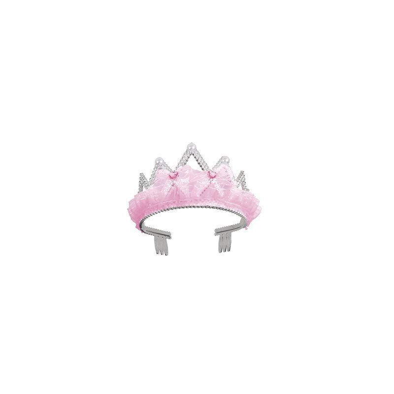 Tiara prata e rosa