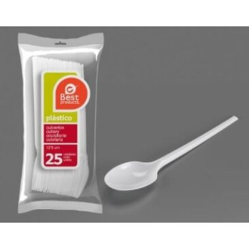100 colheres plástico 12,5 cm brancas