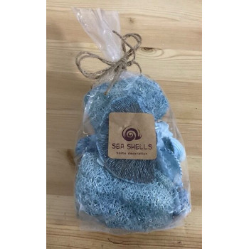 Saco com conchas azuis sortidas