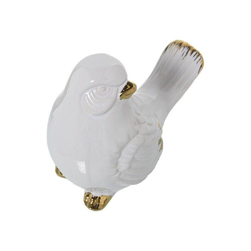 Pássaro cerâmica ouro e branco