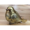 Figura de resina pássaro dourado 13x7x11cm