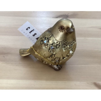 Figura de resina Pássaro dourado 11x6x9cm