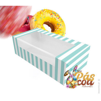 Caixa riscas branco e azul 20,5x10x6cm