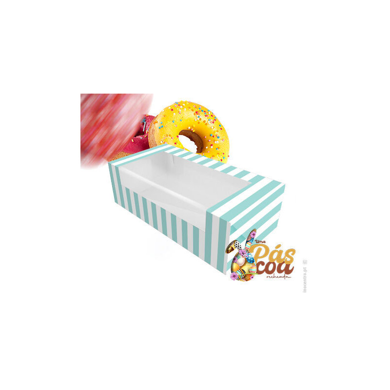 Caixa riscas branco e azul 20,5x10x6cm
