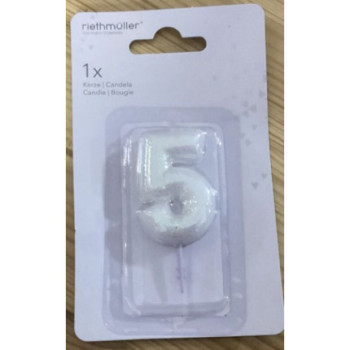 Vela branca glitter nº 5