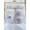 Topo de bolo flores branco e dourado