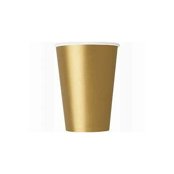 14 copos papel 270ml dourado