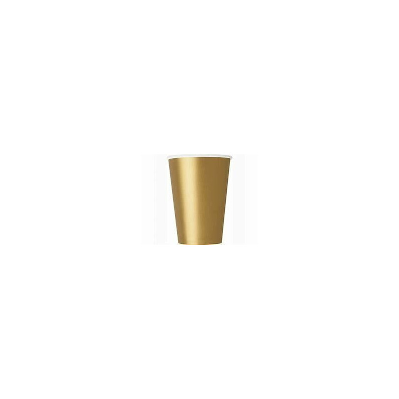 14 copos papel 270ml dourado