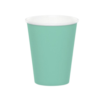 8 copos de papel 250ml menta