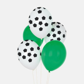 5 balões latex 30cm futebol