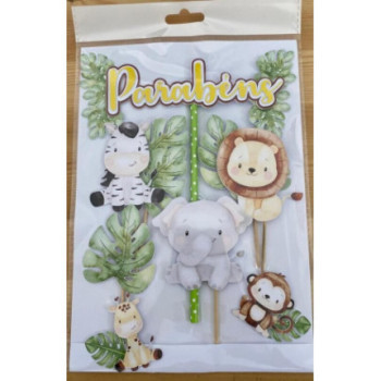 Topo de Bolo Animais da Selva