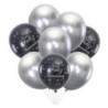 Kit de balões latex 30cm - 12” preto e prata feliz aniversário- 8 peças