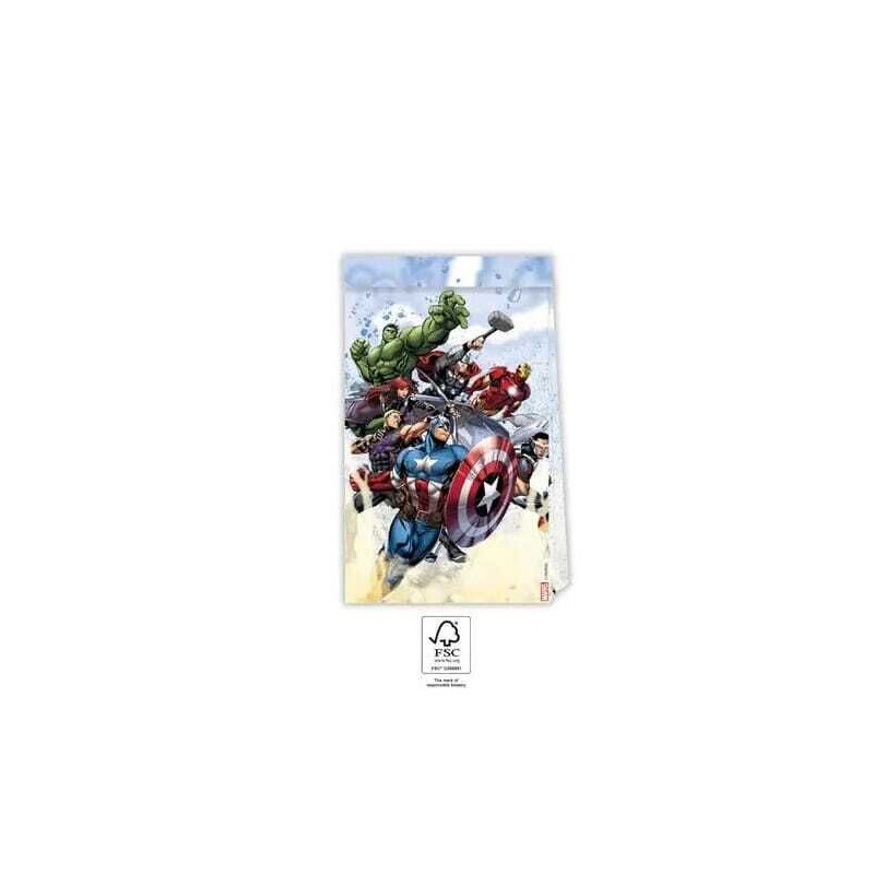 4 sacos de papel Avengers