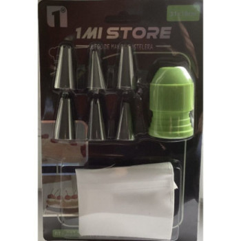 Conjunto 6 bicos pasteleiro com saco e adaptador