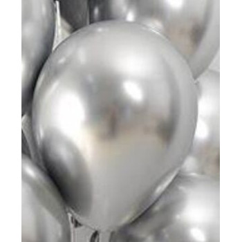50 Balões Latex Gemar 13" shiny silver