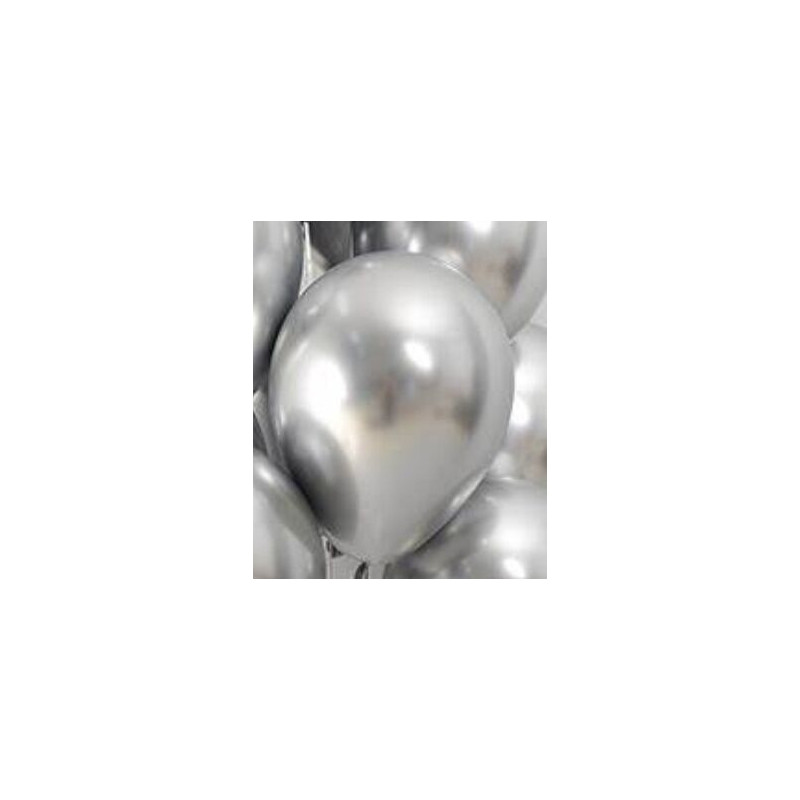 50 Balões Latex Gemar 13" shiny silver