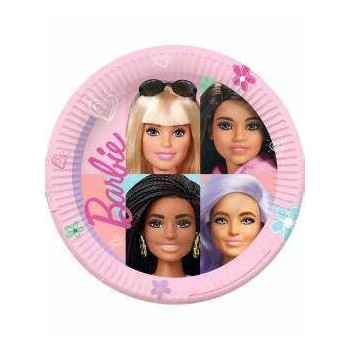8 pratos 23 cm Barbie sweet life