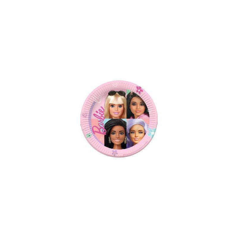 8 pratos 23 cm Barbie sweet life