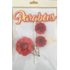 Topo de bolo flores vermelho e dourado