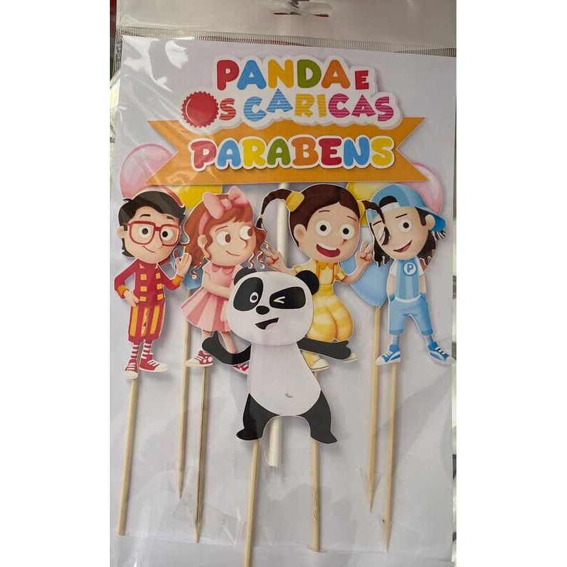 Topo de bolo Panda e os Caricas