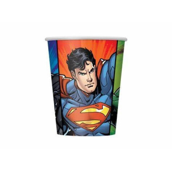 8 copos papel 255ml Liga da Justiça