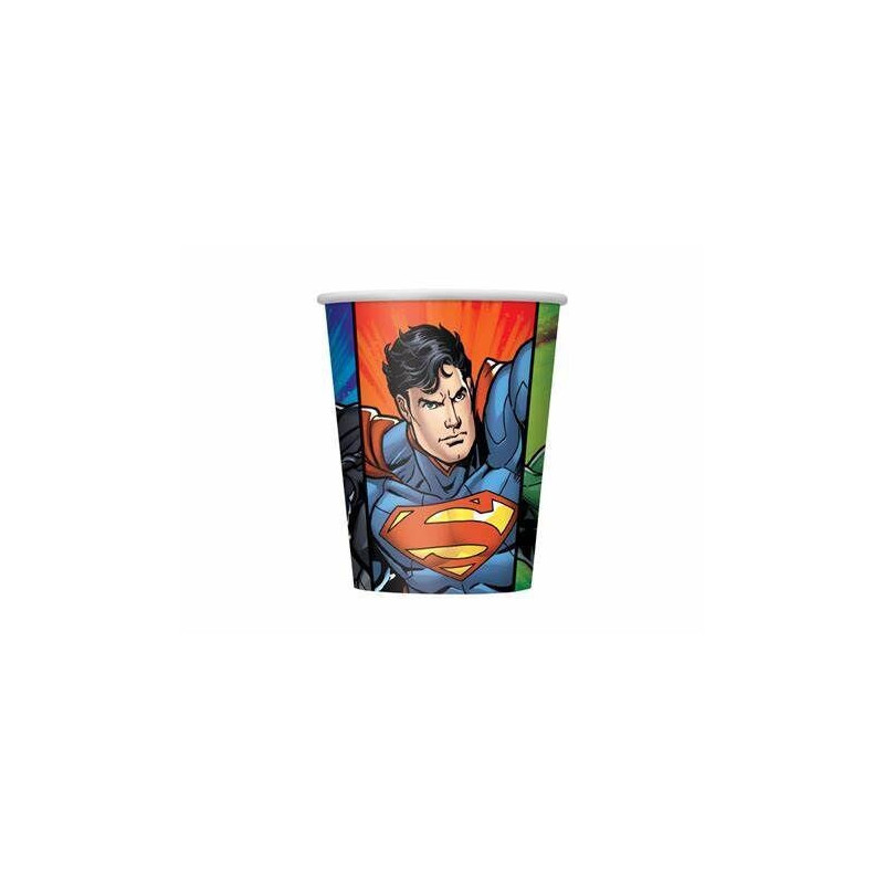 8 copos papel 255ml Liga da Justiça