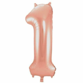 Balão foil rose gold número 1 86cm