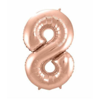 Balão foil rose gold número 8 86cm