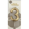 Vela de aniversário 9cm dourado nº 3
