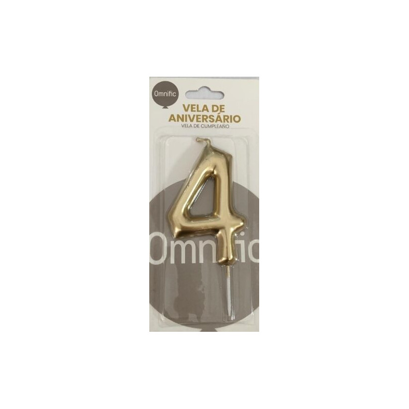 Vela de aniversário 9cm dourado nº 4