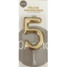 Vela de aniversário 9cm dourado nº 5