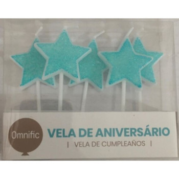 5 velas estrelas azul