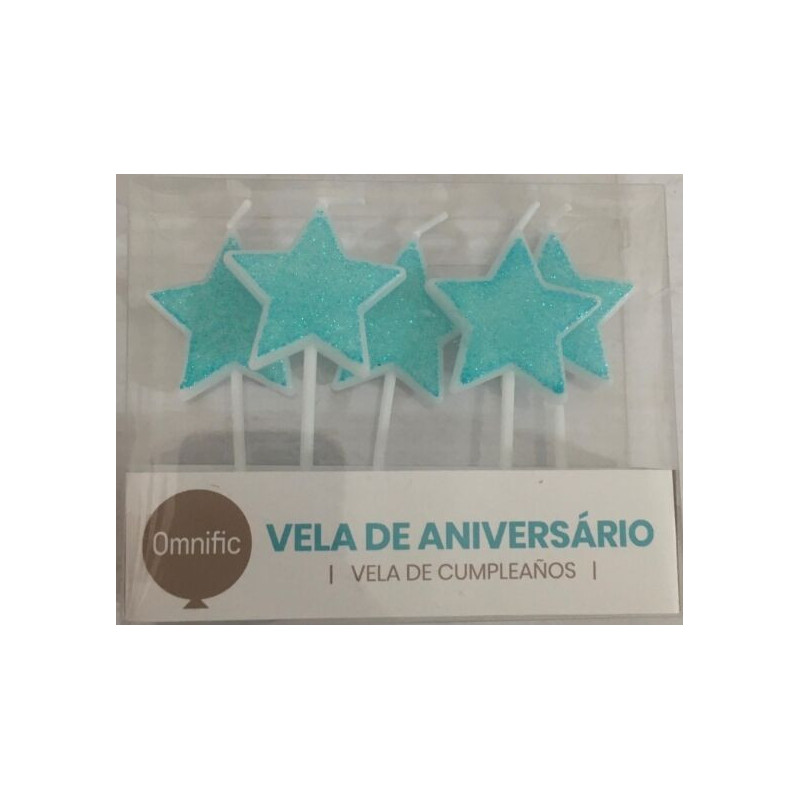 5 velas estrelas azul