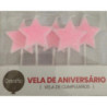 5 velas estrelas rosa