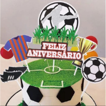 Topo de bolo futebol 5 pças