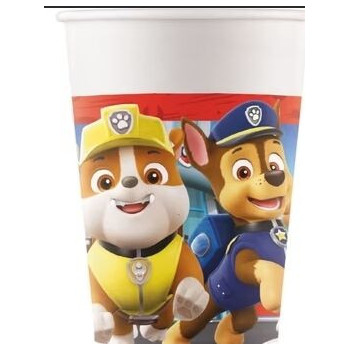8 copos de papel 200ml Patrulha Pata