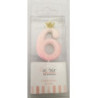 Vela rosa Glitter com coroa n. 6