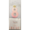 Vela rosa Glitter com coroa n. 8