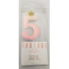 Vela rosa Glitter com coroa n. 5